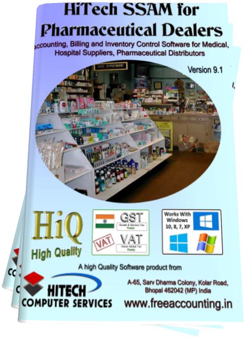 Pharmaceutical sales , software for medical, pharmaceutical, paperless medical, Medical Billing Software, Free Accounting Software for Accounts Receivables and Payables with Customer & Suppliers Database, Medical Store Software, Best Online Accounting Software package for small business across the world. Includes easy tools for Invoicing, Expense Tracking, Inventory Management for hotels, hospitals and petrol pumps, medical stores, newspapers