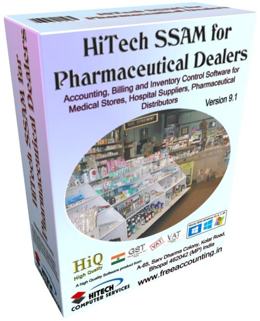 Software for Drug Stores , medical database software, Medical Supplier Accounting Software, pharma, Medical Billing Software Company, Free Accounting Software for Accounts Receivables and Payables with Customer & Suppliers Database, Medical Store Software, Best Online Accounting Software package for small business across the world. Includes easy tools for Invoicing, Expense Tracking, Inventory Management for hotels, hospitals and petrol pumps, medical stores, newspapers